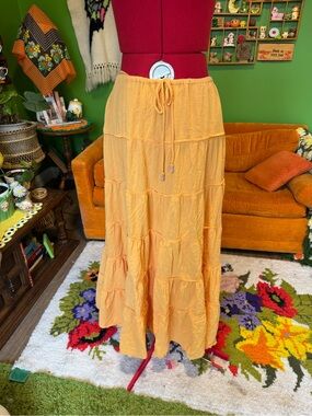 Free People Tiered Maxi Skirt - Orange